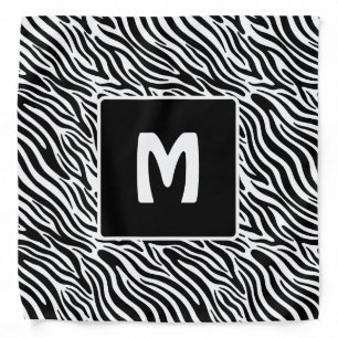 Custom Monogram Zebra Pattern Bandana