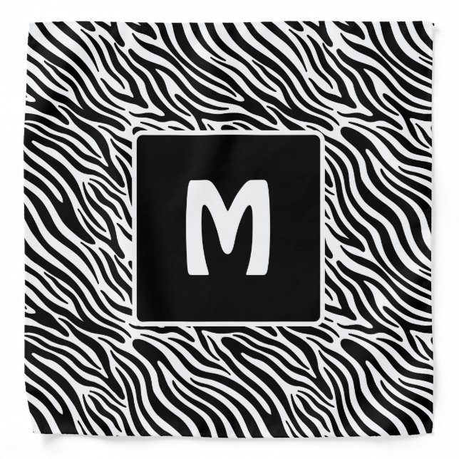 Custom Monogram Zebra Pattern Bandana (Front)