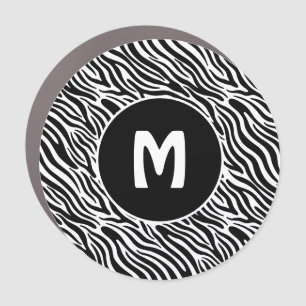 Custom Monogram Zebra Pattern Car Magnet