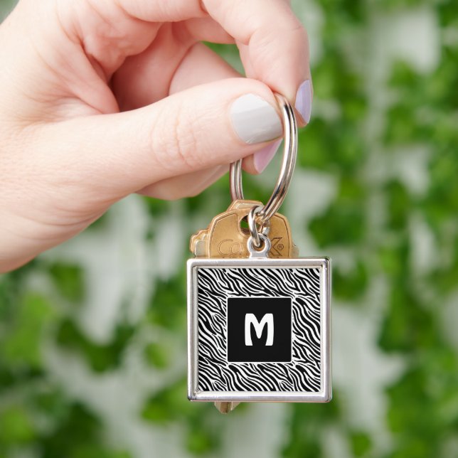 Custom Monogram Zebra Pattern Keychain (Hand)