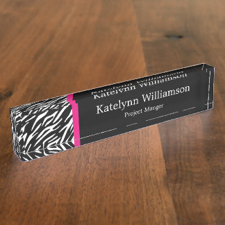 Custom Monogram Zebra Print Name Plate