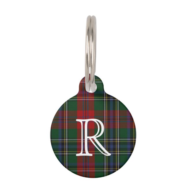 Custom Monogramed MacLean Plaid Dog Tag (Front)