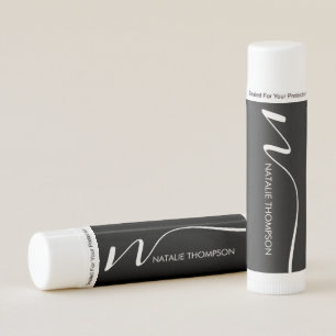 Custom Monogramed Personalized With Name Black Lip Balm