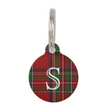 Custom Monogramed Royal Stewart Plaid Dog Tag