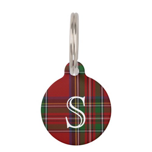 Custom Monogramed Royal Stewart Plaid Dog Tag