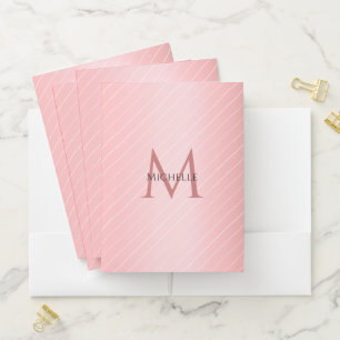 Custom Monogramm Template Modern Elegant Rosegold Pocket Folder