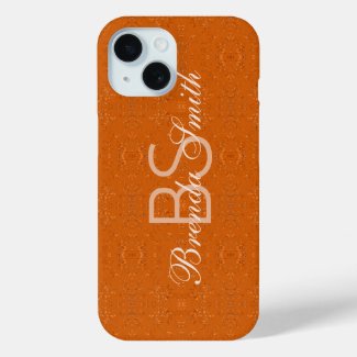 Custom Monogrammed Abstract Pattern Rusty Orange
