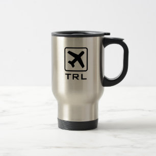 Custom monogrammed airplane symbol travel mug