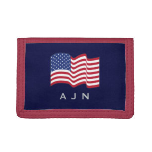 Custom Monogrammed American Flag Wallet Gift