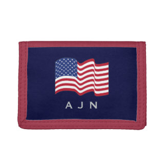 Custom Monogrammed American Flag Wallet Gift
