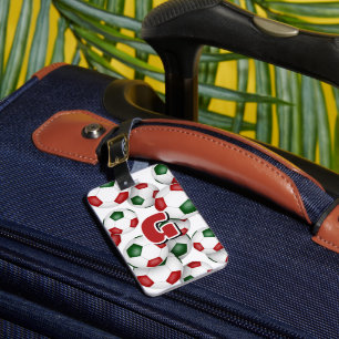 custom monogrammed athletes red green soccer luggage tag