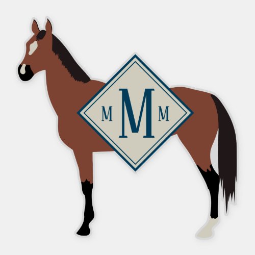 Custom Monogrammed Bay Akhal Teke Horse Silhouette Sticker