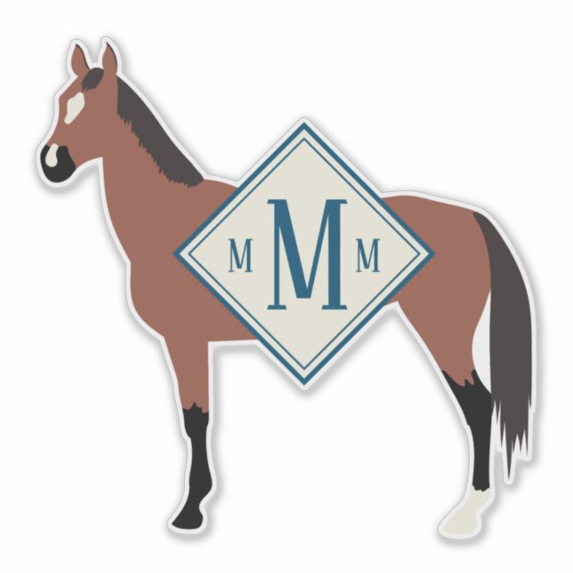 Custom Monogrammed Bay Akhal Teke Horse Silhouette Sticker (Front)