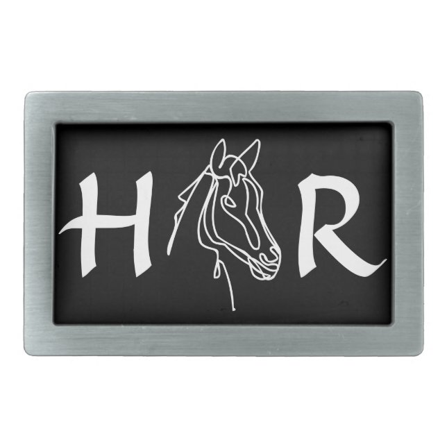 Custom monogrammed belt buckle with horse logo (Front)