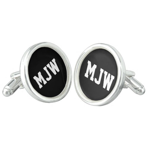 Custom Monogrammed Black and White Cufflinks