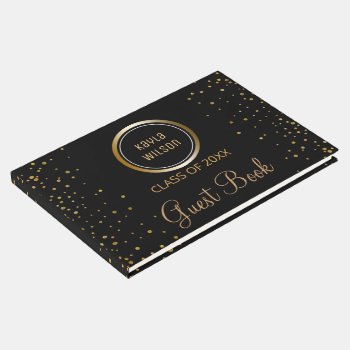 Custom Monogrammed | Black Gold Graduation Party Guest Book by angela65 at Zazzle