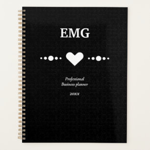 Custom Monogrammed black white business Planner