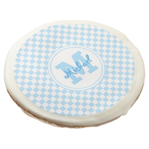 Custom Monogrammed Boys Baby Shower Birthday Party Sugar Cookie