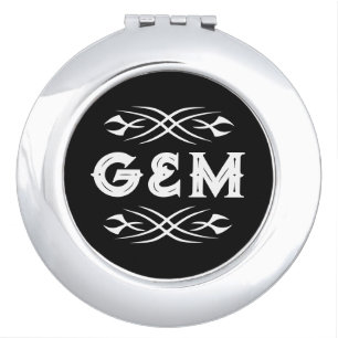 Custom monogrammed compact mirror with tattoo logo