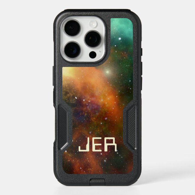 Custom Monogrammed Cosmic Cosmos Space Galaxy Otterbox iPhone Case (Back)