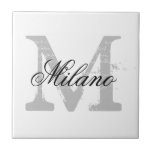 Custom monogrammed elegant ceramic tile<br><div class="desc">Custom monogrammed elegant ceramic tile. Classy monogram with vintage initial letter and script text. Color can be changed.</div>