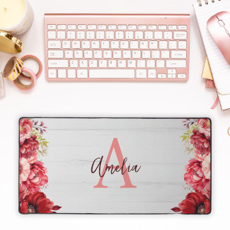 Custom Monogrammed Elegant Red Flower