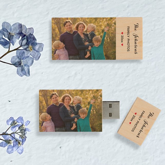 Custom Monogrammed Family Name Photo Year USB Wood Flash Drive (Custom Monogrammed Family Name Photo Year USB Wood Flash Drive)