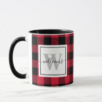 Custom Monogrammed Farmhouse Red Buffalo Plaid 