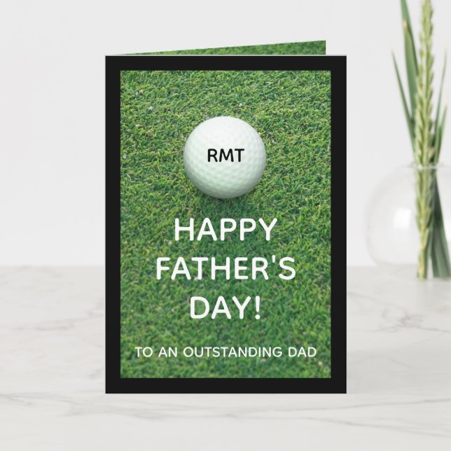 Custom Monogrammed Fathers Day Golf Greeting Card (Front)