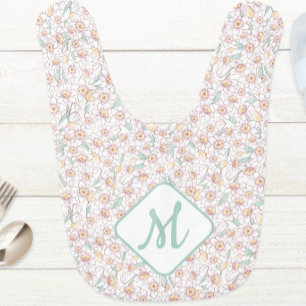 Custom Monogrammed Floral Baby Bib