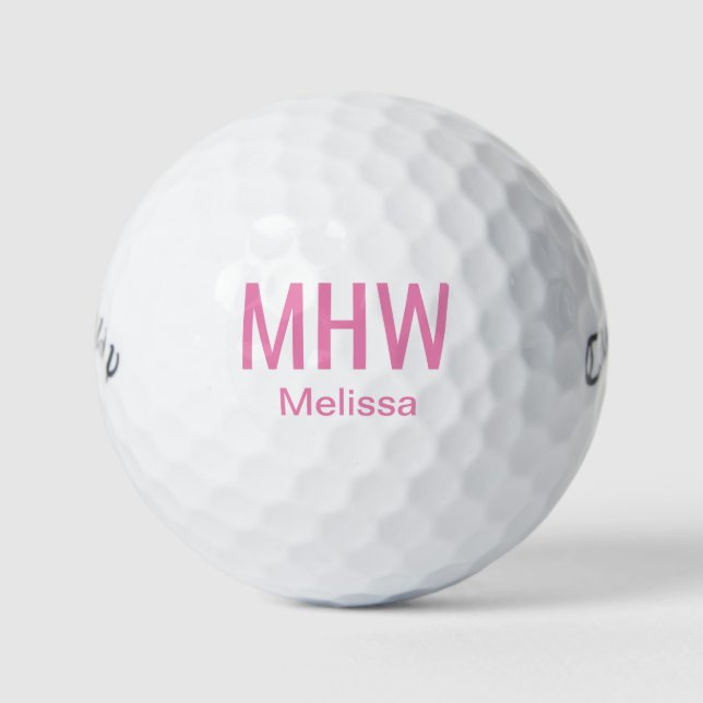 Custom Monogrammed Golf Balls Pink (Front)