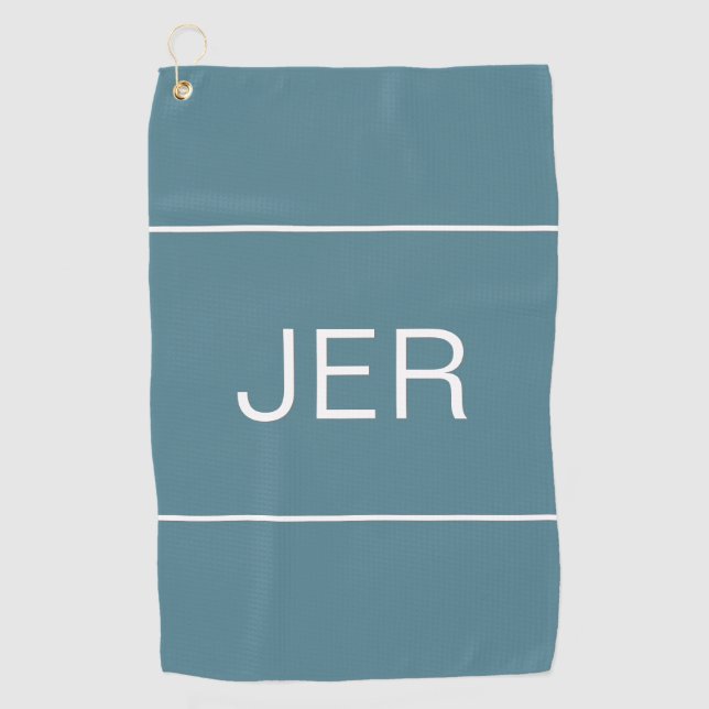 Custom Monogrammed Golfer Pro Sports Turquoise Golf Towel (Front)