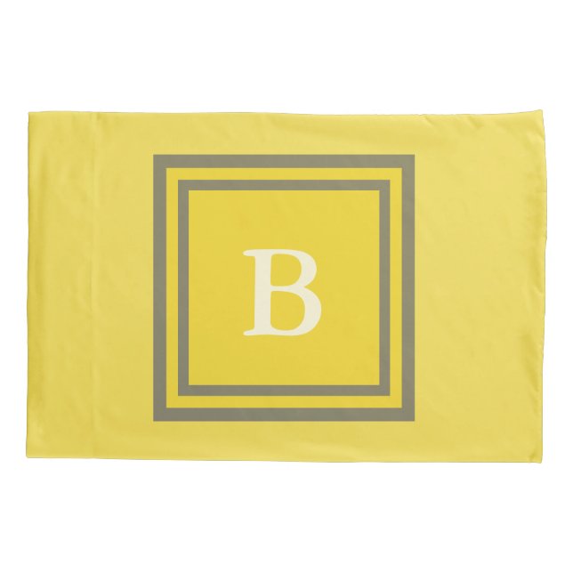 Custom Monogrammed Gray and Yellow Pillowcase (Back)