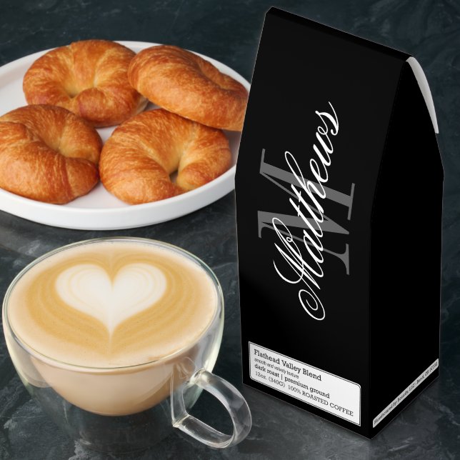 Custom monogrammed ground coffee boxes (Breakfast)