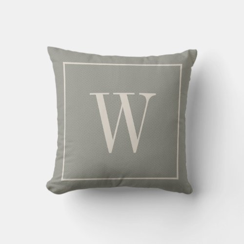 Custom Monogrammed Inital Trendy Rustic Gray  Throw Pillow