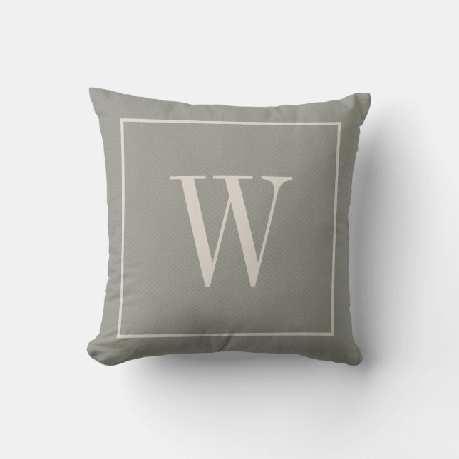 Custom Monogrammed Inital Trendy Rustic Gray  Throw Pillow (Front)