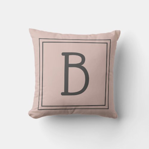 Custom Monogrammed Inital Trendy Rustic Pink Gray Throw Pillow