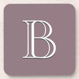 Custom Monogrammed Initial Purple & White Modern Beverage Coaster