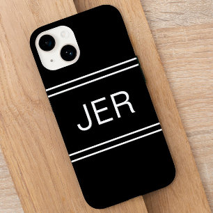 Custom Monogrammed Initials Modern Black Template Case-Mate iPhone 14 Case