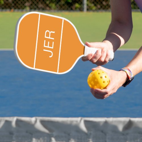 Custom Monogrammed Initials Orange Sports Player  Pickleball Paddle