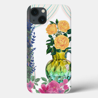 Custom Monogrammed iPhone 13 Case,  Floral case. iPhone 13 Case