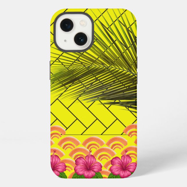 Custom Monogrammed iPhone 13 Case – Yellow  (Back)