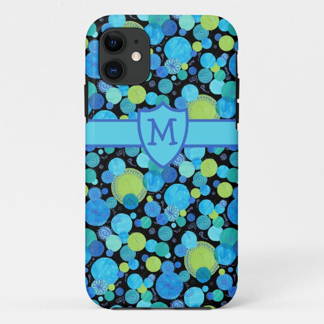 Custom Monogrammed iPhone 5 Case Quirky Blue Moons (Back)