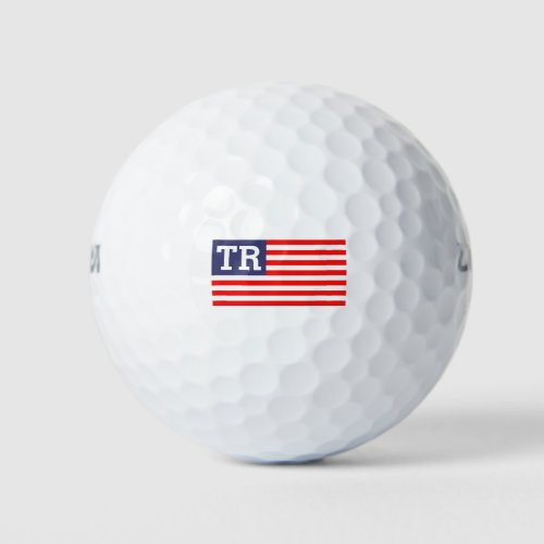 Custom monogrammed letter patriotic American flag Golf Balls