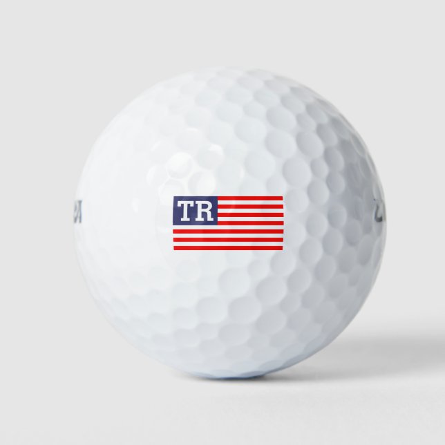 Custom monogrammed letter patriotic American flag Golf Balls (Front)