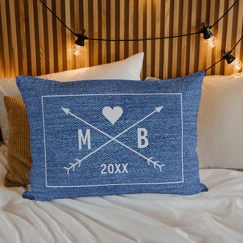 Custom Monogrammed Love Heart Arrows 2024 Lumbar Pillow