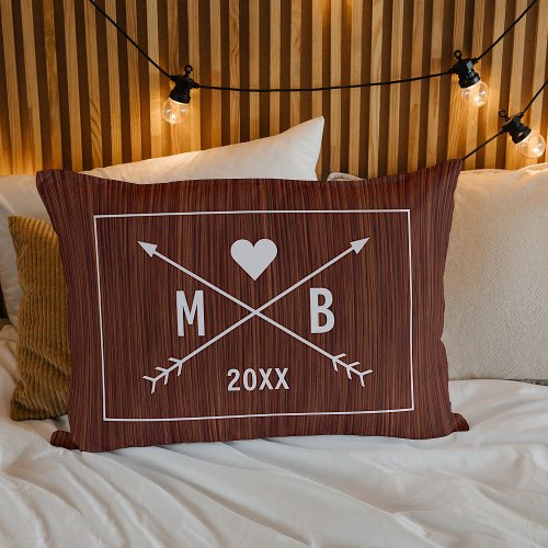 Custom Monogrammed Love Heart Arrows 2024 Lumbar Pillow