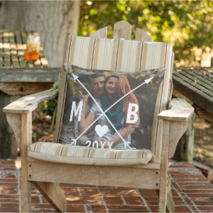 Custom Monogrammed Love Heart Arrows 2024 Outdoor Pillow