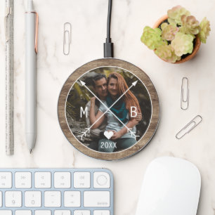 Custom Monogrammed Love Heart Arrows 2024 Wireless Charger