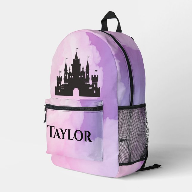Custom Monogrammed Magic Castle  Printed Backpack (Back Corner Right)